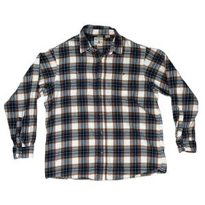 Redhead Men’s XL Cream Blue Cotton Long Sleeve Flannel